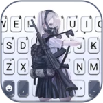 armed mask girl keyboard backg android application logo